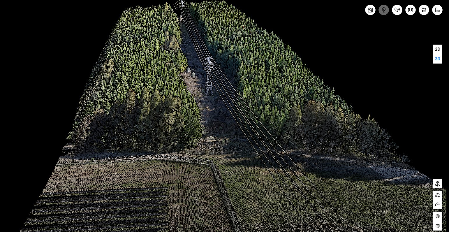 Nube LiDAR línea alta tensión